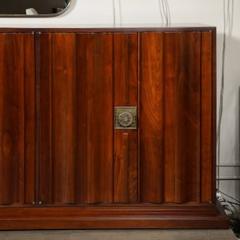 Tommi Parzinger Mid Century Fluted Walnut Sideboard w Sculptural Brass Pulls by Tommi Parzinger - 4489912