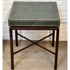Tommi Parzinger Mid Century Modern Tommi Parzinger Green Leather Occasional Table - 3059227