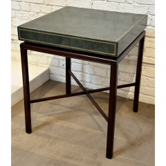 Tommi Parzinger Mid Century Modern Tommi Parzinger Green Leather Occasional Table - 3059229