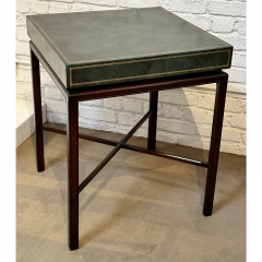 Tommi Parzinger Mid Century Modern Tommi Parzinger Green Leather Occasional Table - 3059231