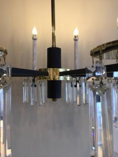 Tommi Parzinger Midcentury Brass and Black Crystal Eight Arm Chandelier Parzinger Style - 593930