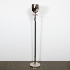 Tommi Parzinger Midcentury Polished Nickel Black Enamel Floor Lamp Manner of Tommi Parzinger - 1733303