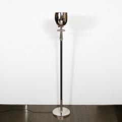 Tommi Parzinger Midcentury Polished Nickel Black Enamel Floor Lamp Manner of Tommi Parzinger - 1733305