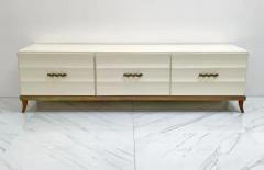 Tommi Parzinger Monumental Ivory Lacquered and Aged Brass Credenza Style of Tommi Parzinger - 3175881