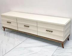 Tommi Parzinger Monumental Ivory Lacquered and Aged Brass Credenza Style of Tommi Parzinger - 3175890