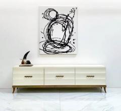 Tommi Parzinger Monumental Ivory Lacquered and Aged Brass Credenza Style of Tommi Parzinger - 3175910