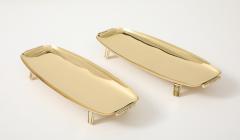Tommi Parzinger Pair Tommi Parzinger Brass Serving Trays - 4418274