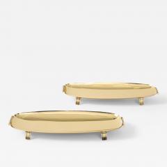 Tommi Parzinger Pair Tommi Parzinger Brass Serving Trays - 4419577