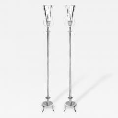 Tommi Parzinger Pair of 1940s Silver Plated Torchiere Floor Lamps by Tommi Parzinger - 182055