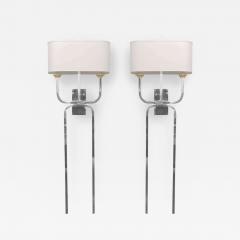 Tommi Parzinger Pair of Chrome Wall Lights Sconces Style of Tommi Parzinger - 4178425