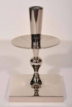 Tommi Parzinger Pair of Tommi Parzinger Polished Nickel Candlesticks - 1196866