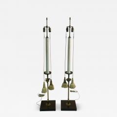 Tommi Parzinger RARE PAIR OF TOMMI PARZINGER BRASS FLOWER AND MAHOGANY BASE FLOOR LAMPS - 3333665