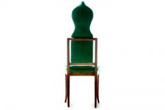 Tommi Parzinger Set of 14 Tommi Parzinger Style Dining Chairs in Green Velvet with Walnut Frames - 3495077