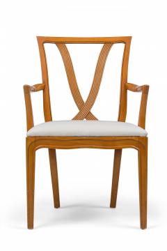 Tommi Parzinger Set of 6 Mid Century Maple Upholstered Dining Chairs Tomlinson  - 4273483