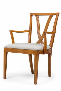 Tommi Parzinger Set of 6 Mid Century Maple Upholstered Dining Chairs Tomlinson  - 4273484