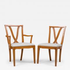 Tommi Parzinger Set of 6 Mid Century Maple Upholstered Dining Chairs Tomlinson  - 4288141