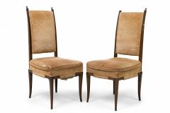 Tommi Parzinger Set of 8 Tommi Parzinger Mahogany Chenille Tweed Upholstered Dining Chairs - 4273349