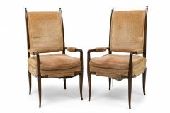 Tommi Parzinger Set of 8 Tommi Parzinger Mahogany Chenille Tweed Upholstered Dining Chairs - 4273350
