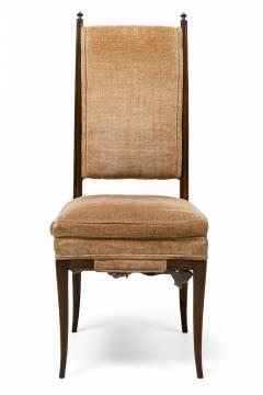 Tommi Parzinger Set of 8 Tommi Parzinger Mahogany Chenille Tweed Upholstered Dining Chairs - 4273351