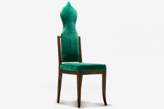Tommi Parzinger Set of 8 Tommi Parzinger Style Dining Chairs in Green Velvet with Walnut Frames - 2101329