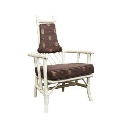 Tommi Parzinger Set of Six Tommi Parzinger White Lacquer Bamboo Dining Chairs 1950s - 2334305