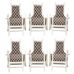 Tommi Parzinger Set of Six Tommi Parzinger White Lacquer Bamboo Dining Chairs 1950s - 2334309