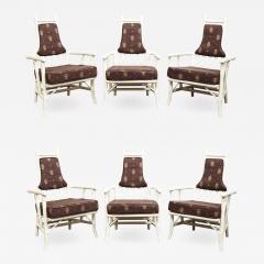 Tommi Parzinger Set of Six Tommi Parzinger White Lacquer Bamboo Dining Chairs 1950s - 2336703