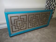 Tommi Parzinger Stunning Petite Parzinger Style Studded Console Credenza Mid Century Modern - 1435296