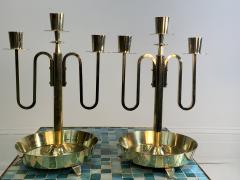 Tommi Parzinger TOMMI PARZINGER PAIR OF MODERNIST BRASS CANDLESTICKS - 931488