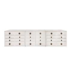 Tommi Parzinger Tommi Parzinger 3 Part Chest of Drawers with Bronze Flower Pulls 1950s Signed  - 3478432