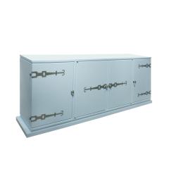 Tommi Parzinger Tommi Parzinger 4 Door Blue Cabinet with Iconic Hardware 1960s - 859261