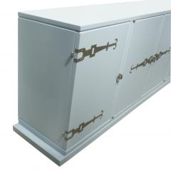 Tommi Parzinger Tommi Parzinger 4 Door Blue Cabinet with Iconic Hardware 1960s - 859264