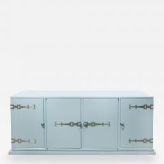 Tommi Parzinger Tommi Parzinger 4 Door Blue Cabinet with Iconic Hardware 1960s - 860760