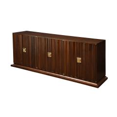 Tommi Parzinger Tommi Parzinger 6 Door Credenza in Walnut With Iconic Brass Hardware 1960s - 2456210