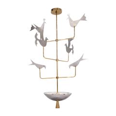 Tommi Parzinger Tommi Parzinger Attributed 3 Tier Bird Chandelier in Brass and Steel 1960s - 4016377