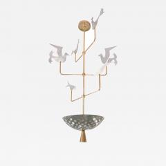 Tommi Parzinger Tommi Parzinger Attributed 3 Tier Bird Chandelier in Brass and Steel 1960s - 4017033