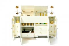 Tommi Parzinger Tommi Parzinger Bar Cabinet Lacquered in White Chocolate with Polished Brass - 3080027