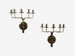 Tommi Parzinger Tommi Parzinger Candleholder Sconces Polished Brass Metal USA c 1955 - 4696361