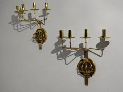 Tommi Parzinger Tommi Parzinger Candleholder Sconces Polished Brass Metal USA c 1955 - 4696362