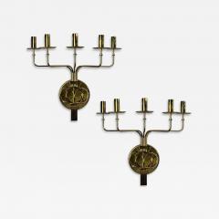 Tommi Parzinger Tommi Parzinger Candleholder Sconces Polished Brass Metal USA c 1955 - 4697893