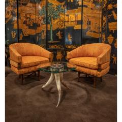 Tommi Parzinger Tommi Parzinger Chic Pair of Swiveling Upholstered Lounge Chairs 1960s - 3136098