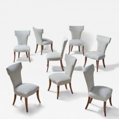 Tommi Parzinger Tommi Parzinger Dining Room Chairs with Mahogany and Fabric USA 1950s - 4787378