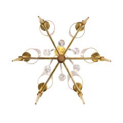 Tommi Parzinger Tommi Parzinger Elegant 6 Arm Chandelier in Brass with Crystal Beads 1950s - 3598548