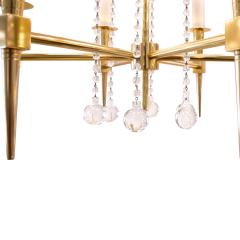 Tommi Parzinger Tommi Parzinger Elegant 6 Arm Chandelier in Brass with Crystal Beads 1950s - 3598550