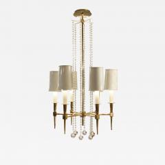 Tommi Parzinger Tommi Parzinger Elegant 6 Arm Chandelier with Crystal Balls 1950s - 770257