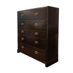 Tommi Parzinger Tommi Parzinger Elegant Chest of Drawers with Etched Brass Pulls 1950s Signed  - 2940566