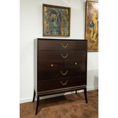 Tommi Parzinger Tommi Parzinger Elegant Chest of Drawers with Etched Brass Pulls 1950s Signed  - 3324059