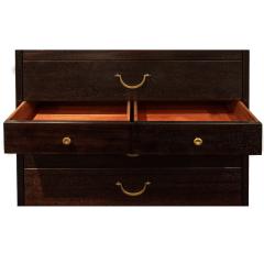 Tommi Parzinger Tommi Parzinger Elegant Chest of Drawers with Etched Brass Pulls 1950s Signed  - 3324065