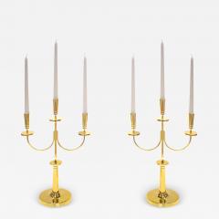 Tommi Parzinger Tommi Parzinger Elegant Pair of Brass Candelabra 1950s Signed  - 3590988