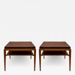 Tommi Parzinger Tommi Parzinger Finely Crafted Pair of Mahogany Tables with Leather Tops 1940s - 2769832